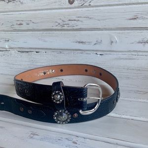 Black Leather Western Concho Belt